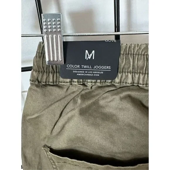 American Bazi Olive Green Cargo Twill Joggers sz medium NWT‎ - Picture 4 of 10